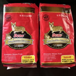 Lot of 2 New Dono Disposable Pet Diapers For Dogs & Cats 12 Each Small Waist